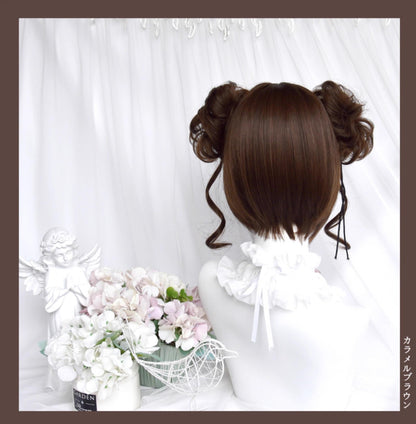 Sinwavy - Kawaii Lolita Brown Wig Cute Bun Ponytail Doll-like Wig