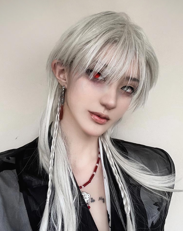 Pippi Palace - Deicide - Gothic White Gray Full Head Lolita Wig