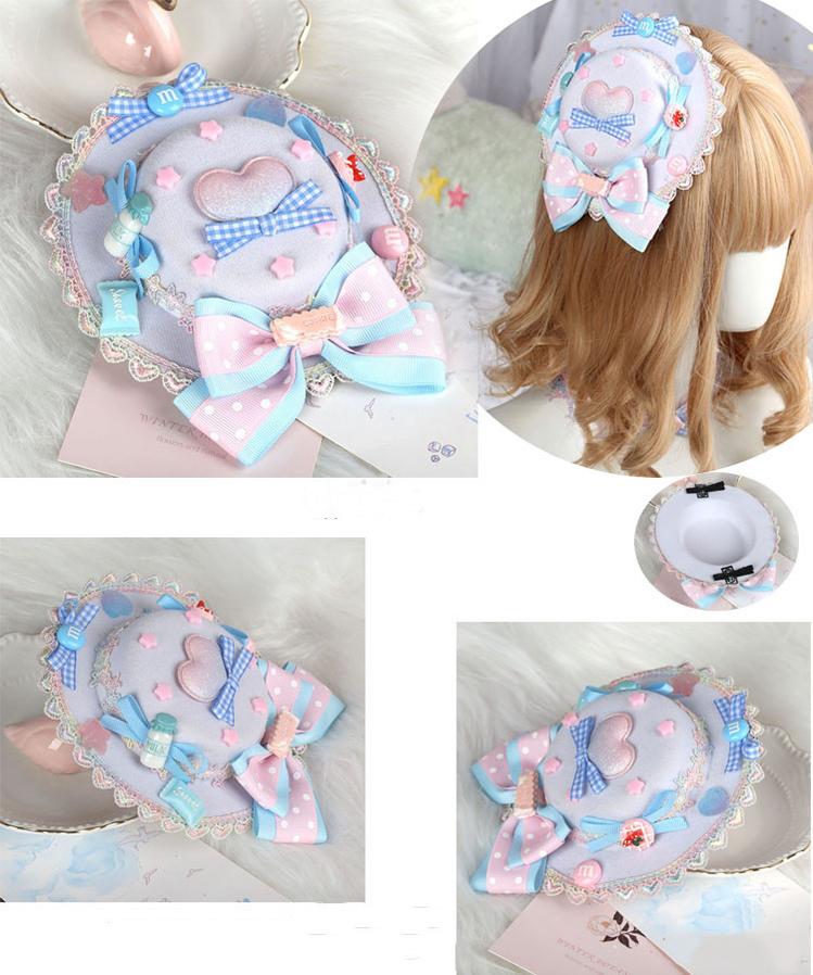 Manmeng - Pink and Blue Sweet Lolita Bow Headwear
