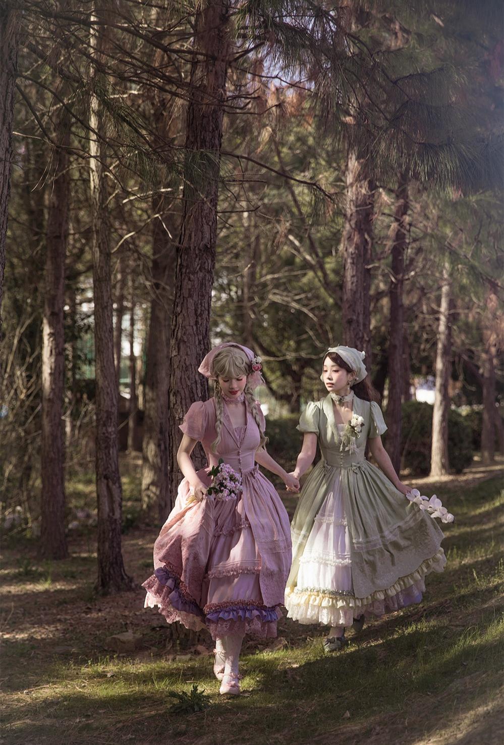 ZJstory - 14-line Poem Set - Classic Lolita Separate Dress Set Tiered Ruffles Skirt