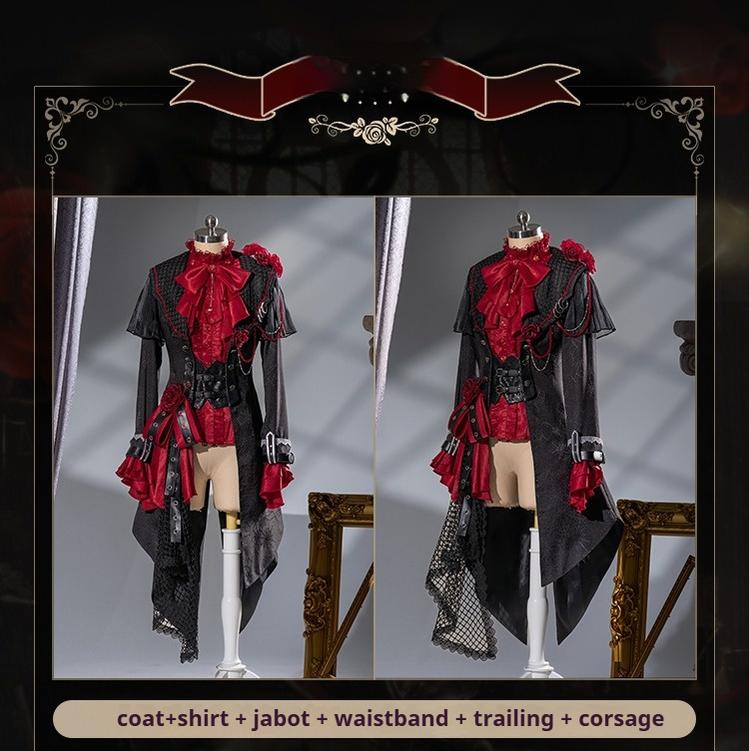 Forest Fluorescent Carps - Rose Countess - Ouji Lolita Pants Suit Prince Coat Elegant Shirt Trailing