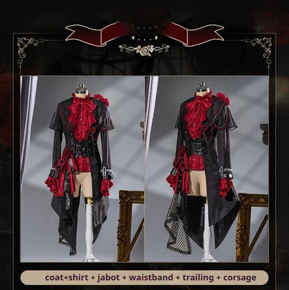 Forest Fluorescent Carps - Rose Countess - Ouji Lolita Pants Suit Prince Coat Elegant Shirt Trailing