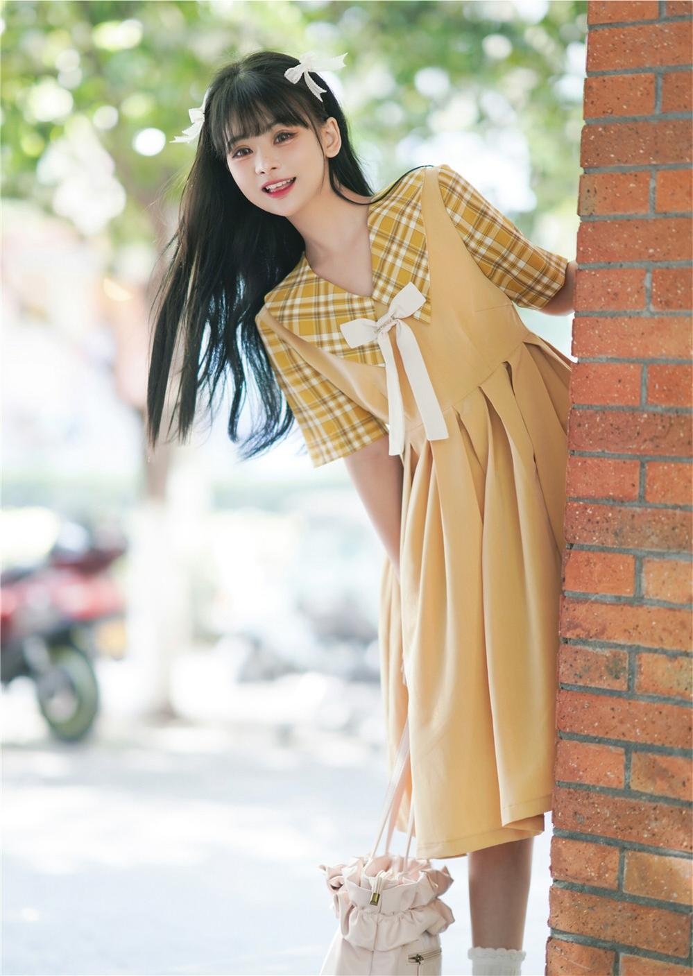 EESSILY - Macaron Waffle - Kawaii Lolita Short Sleeve Summer OP