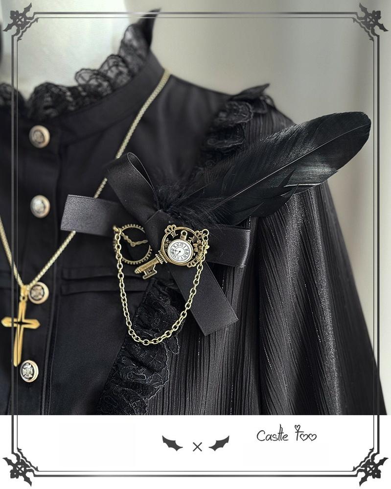 CastleToo - Black Moonlight - Ouji Lolita Chiffon Shirt Outfit