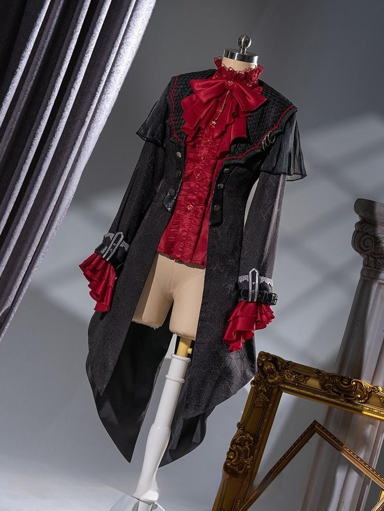 Forest Fluorescent Carps - Rose Countess - Ouji Lolita Pants Suit Prince Coat Elegant Shirt Trailing