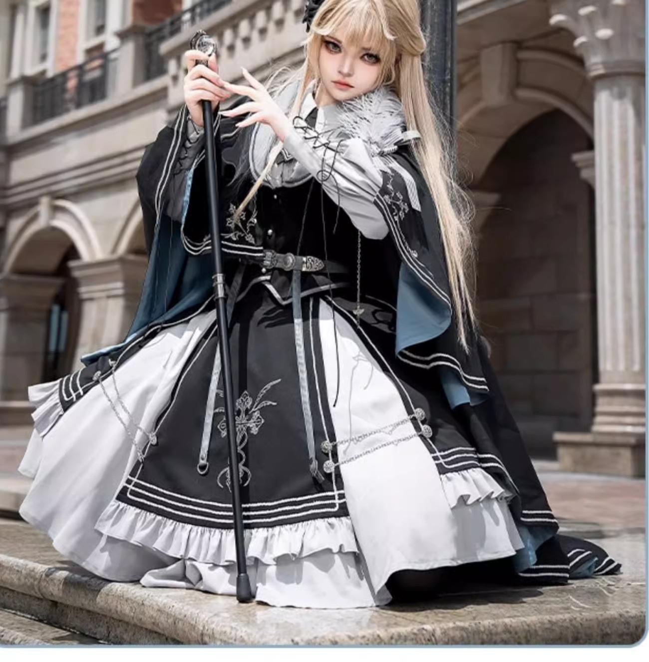 CHUNLV LOLITA - Dark Night Contract - Blue Military Lolita Dress Suit Skirt Elegant OP Cape