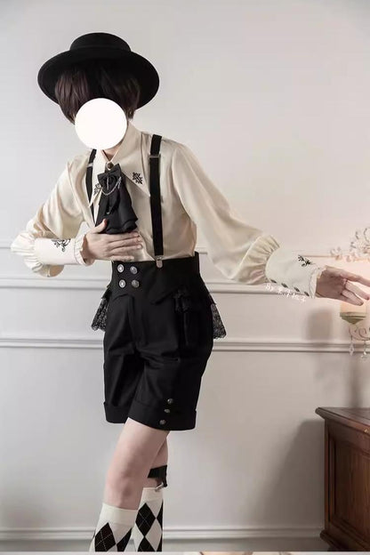 CastleToo - Night Raven Magic - Ouji Lolita Dress Set, Suspender Shorts & Cape