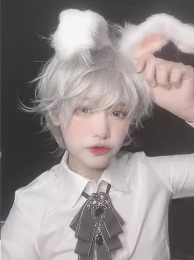 PippiPalace - Mr. Rabbit - Gray Slightly Short Curly Wig