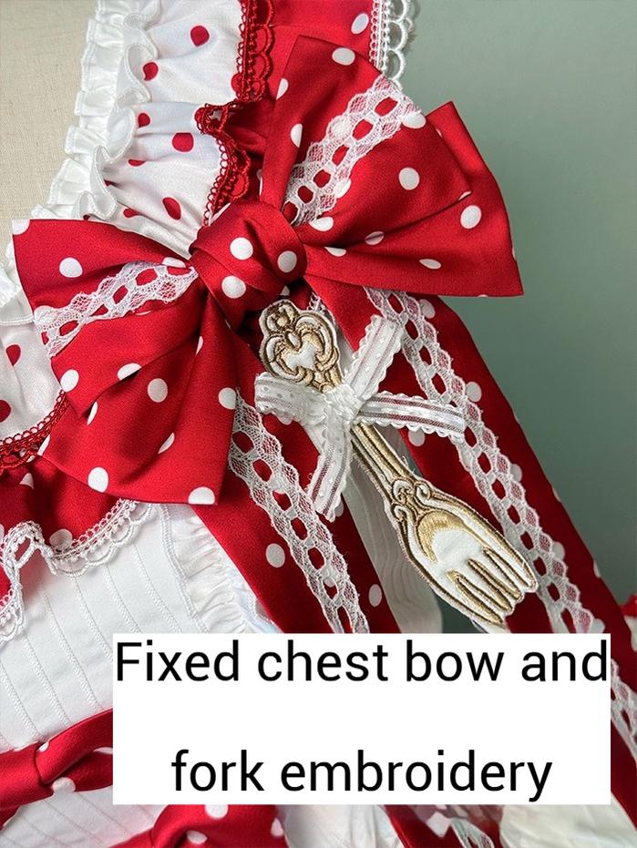 Shuang Sheng Xiao Xiong - Bite The Cake - Sweet Lolita Dress, Red & White Polka Dots