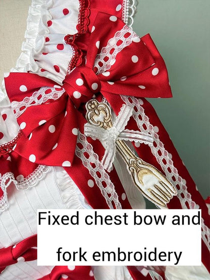 Shuang Sheng Xiao Xiong - Bite The Cake - Sweet Lolita Dress, Red & White Polka Dots