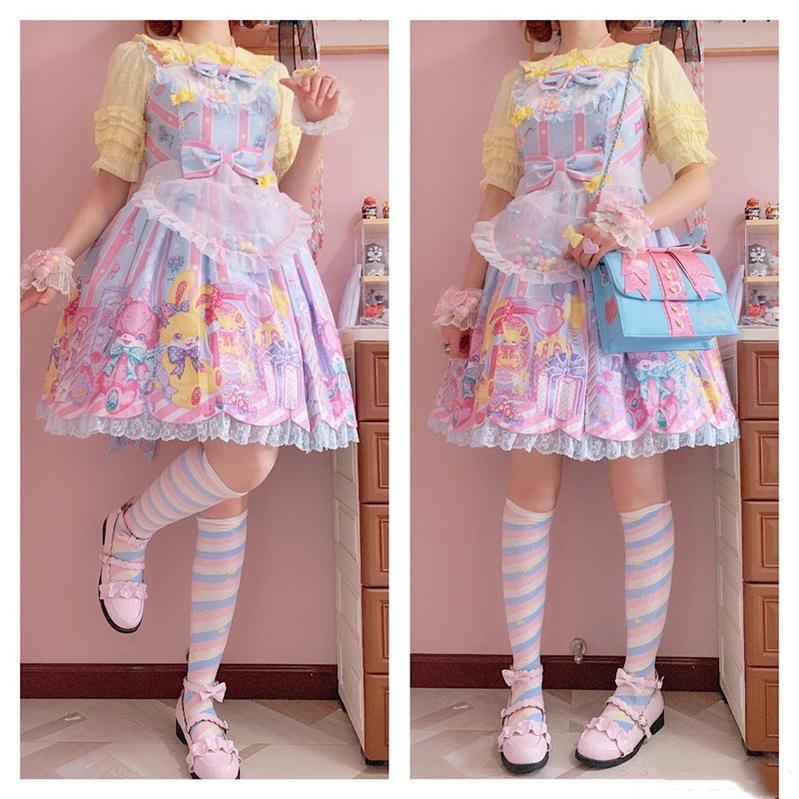 Yukine's Box - Macaron Lolita Cute Stripe Socks