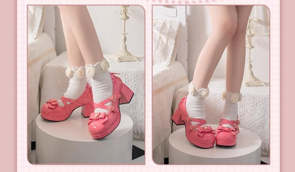 Milk Bun Bunny - Sweet Lolita High Heel Bow Princess Lolita Shoes