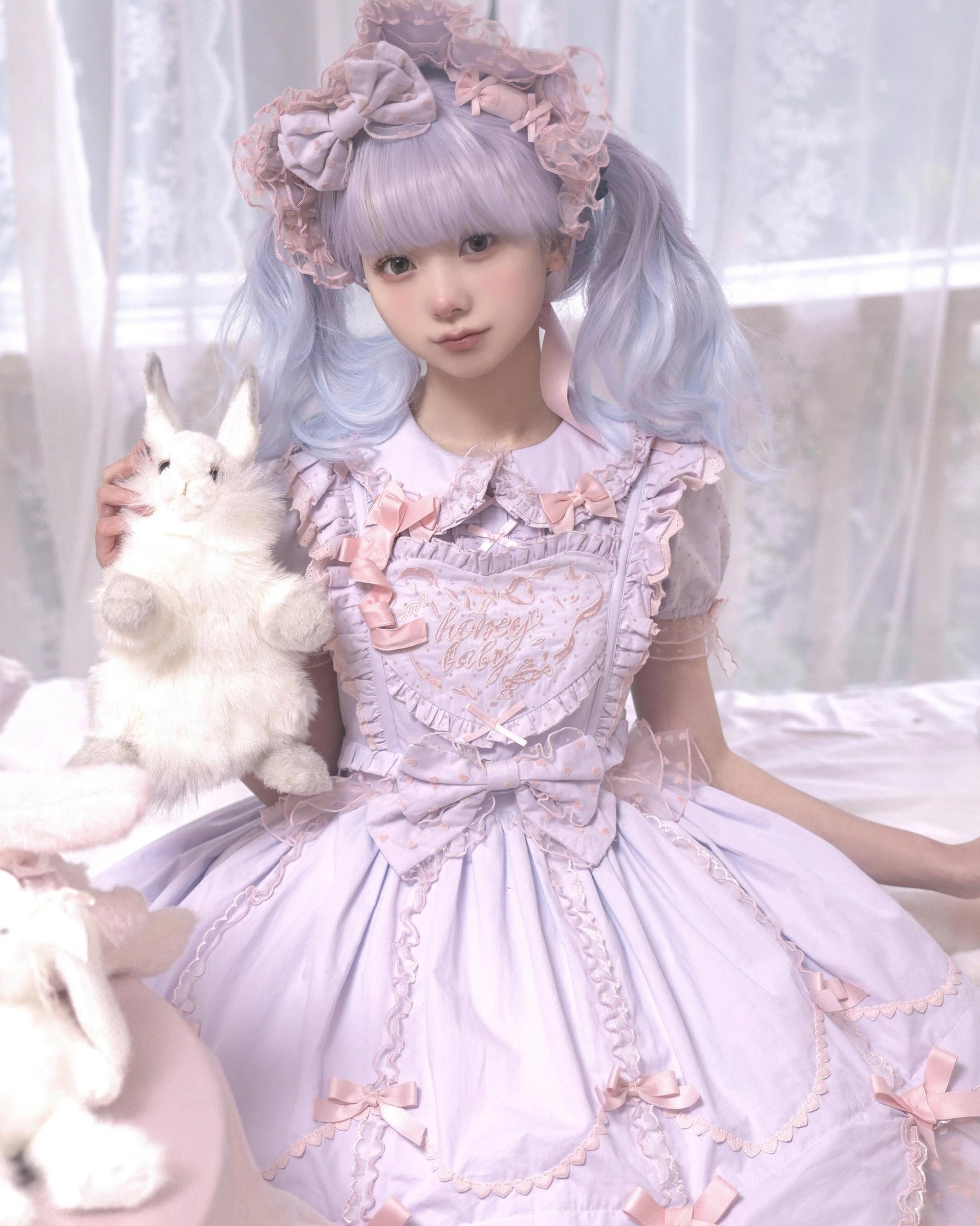 The Seventh Doll - Sweet Diary SP - Vintage Lolita Jumper Dress Petal-like Hem JSK Headdress Set