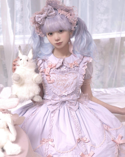 The Seventh Doll - Sweet Diary SP - Vintage Lolita Jumper Dress Petal-like Hem JSK Headdress Set