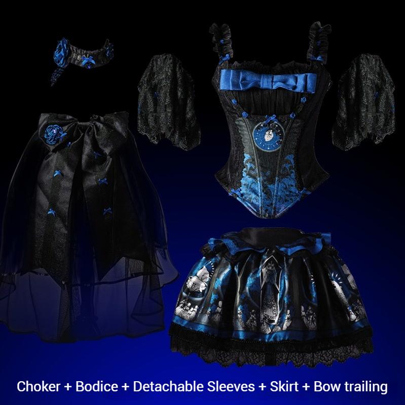 Caged Bird Hotel - Eclipsed Moon Gallery - Plus Size Halloween Gothic Lolita Skirt & Bodice Set