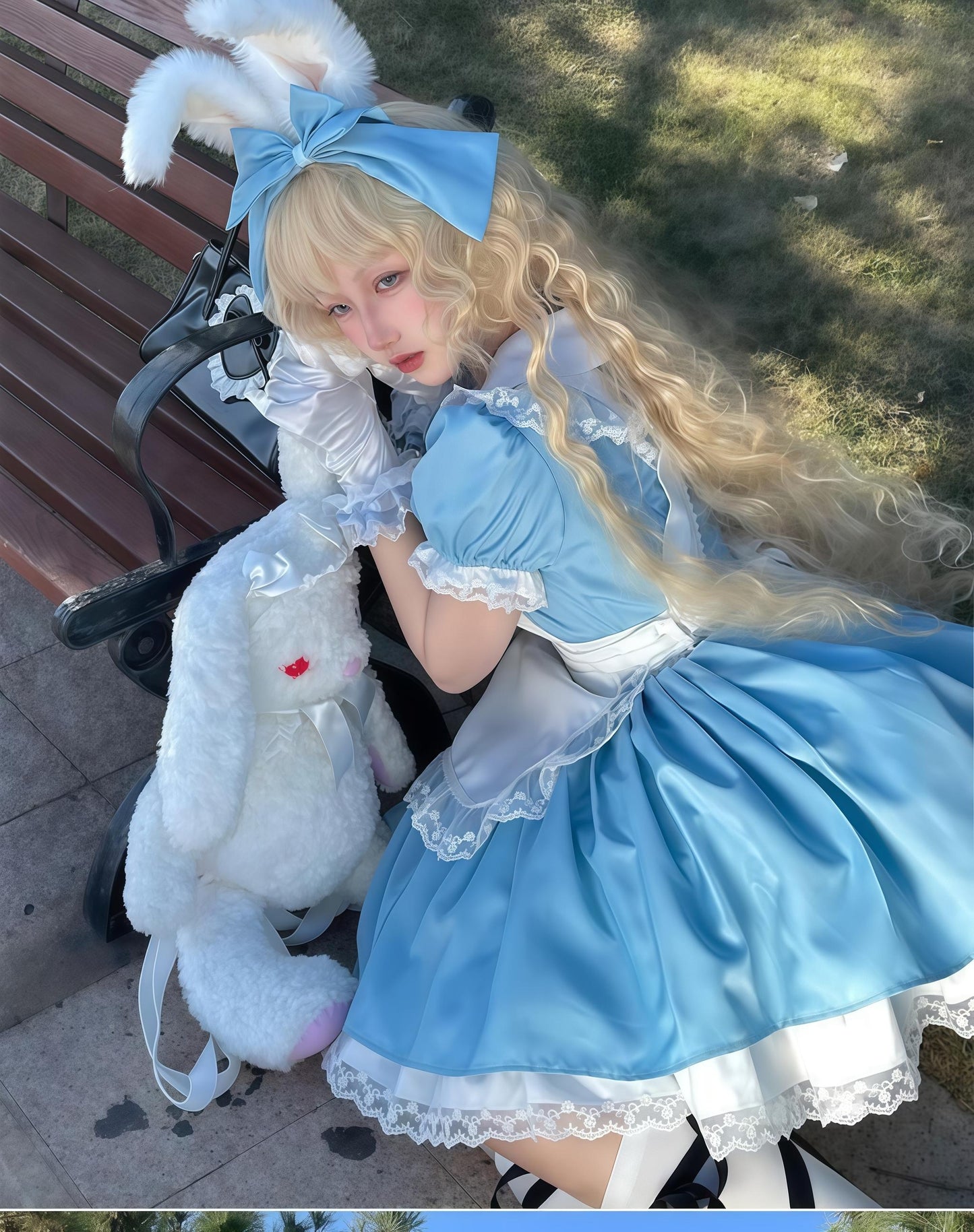 Daydream Whisper - Dream Doll - Plus Size Maid Lolita OP Suit Black and Blue Dress