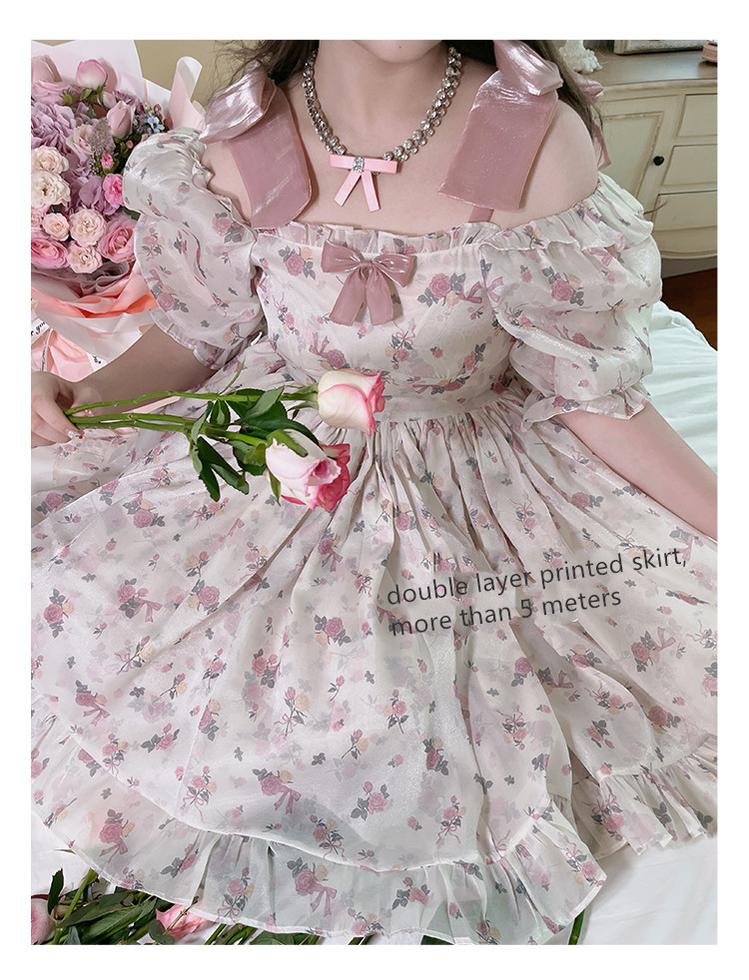 Yingtang - Plus Size Lolita Floral Print Lolita Dress