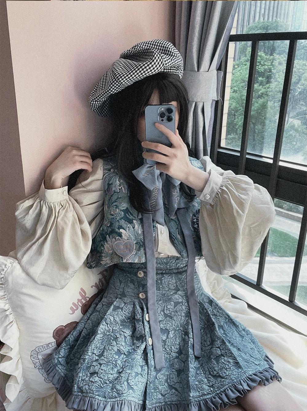 ZJstory - Gilded Age - Vintage Lolita Vest Suit Oil Painting Style Skirt Coat