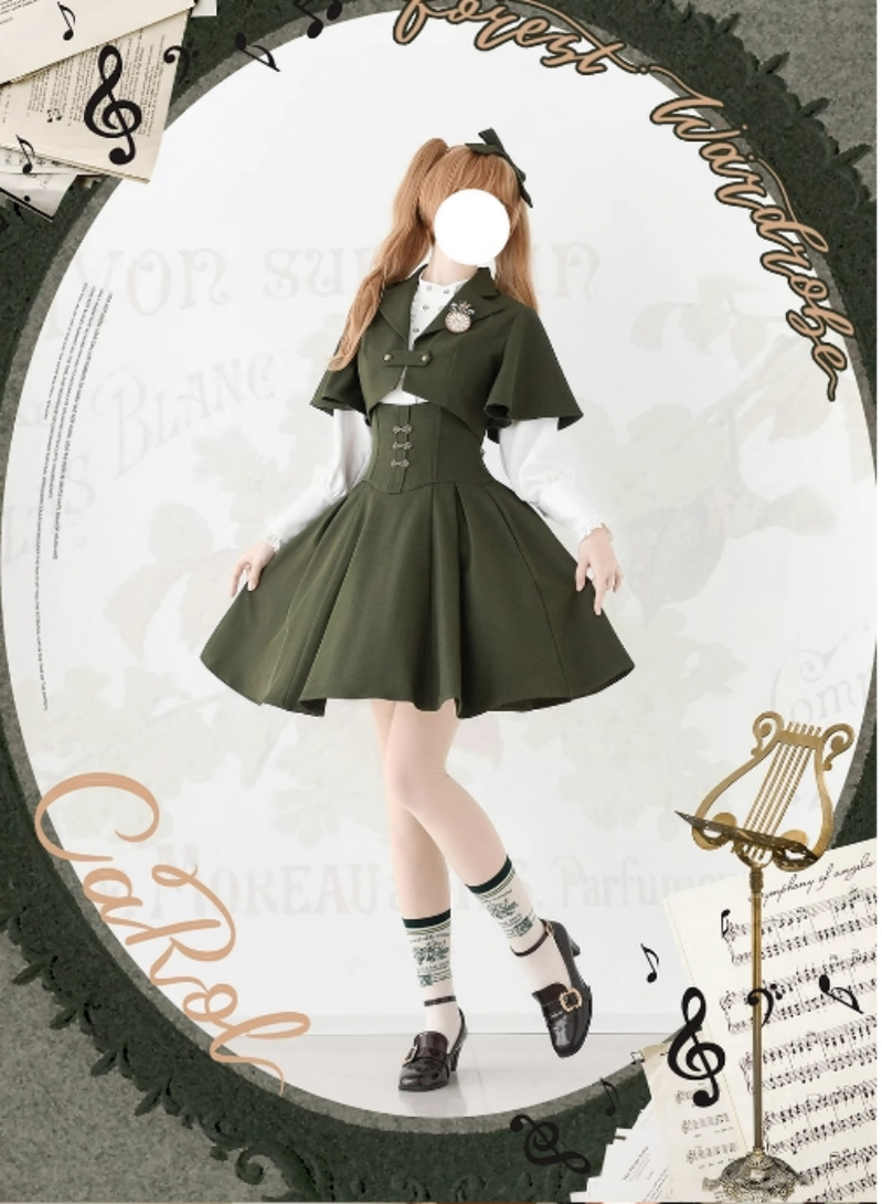 Forest Wardrobe - Vintage Lolita Fishbone Halter SK, Autumn Jacket