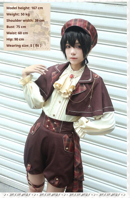 Forest Fluorescent Carps - Queen's Game - Military Lolita OP, Ouji Plaid Lolita Dress Set