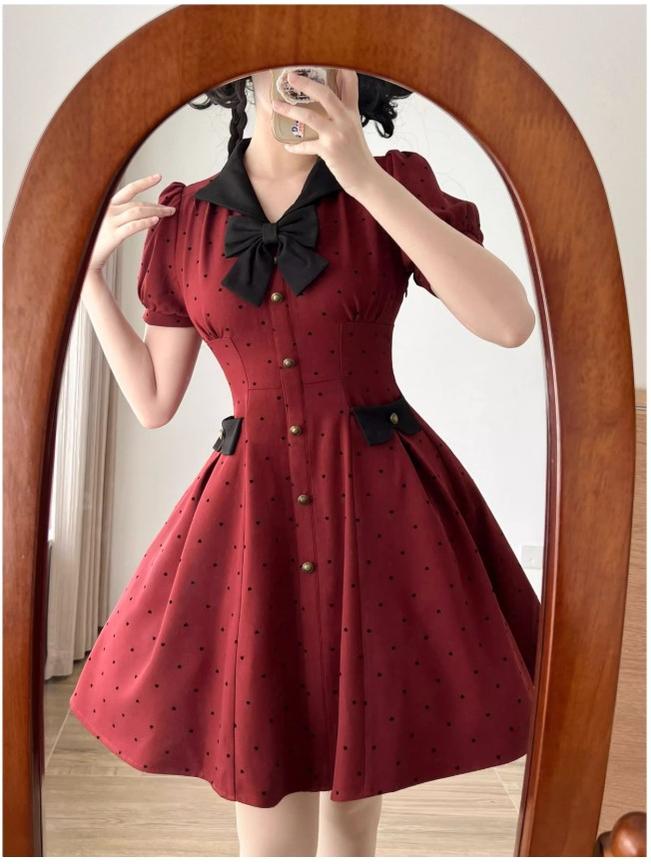 Forest Wardrobe - Forest Polka-Dot - Classic Lolita OP Dress With Polka Dots & Pockets