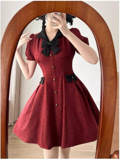 Forest Wardrobe - Forest Polka-Dot - Classic Lolita OP Dress With Polka Dots & Pockets
