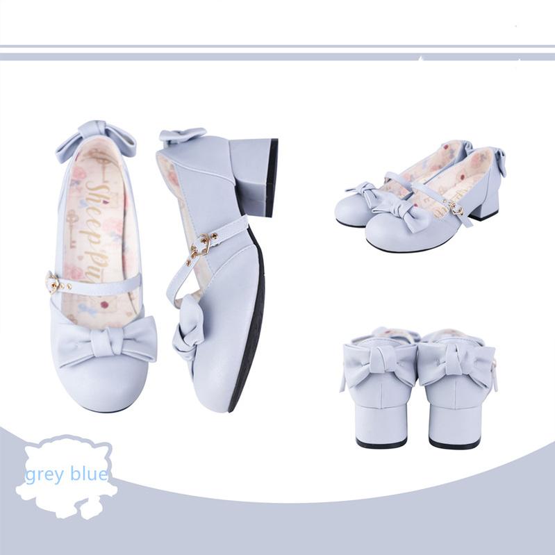 Sheep Puff - Elegant Lolita Bownot Retro High Heel Shoes