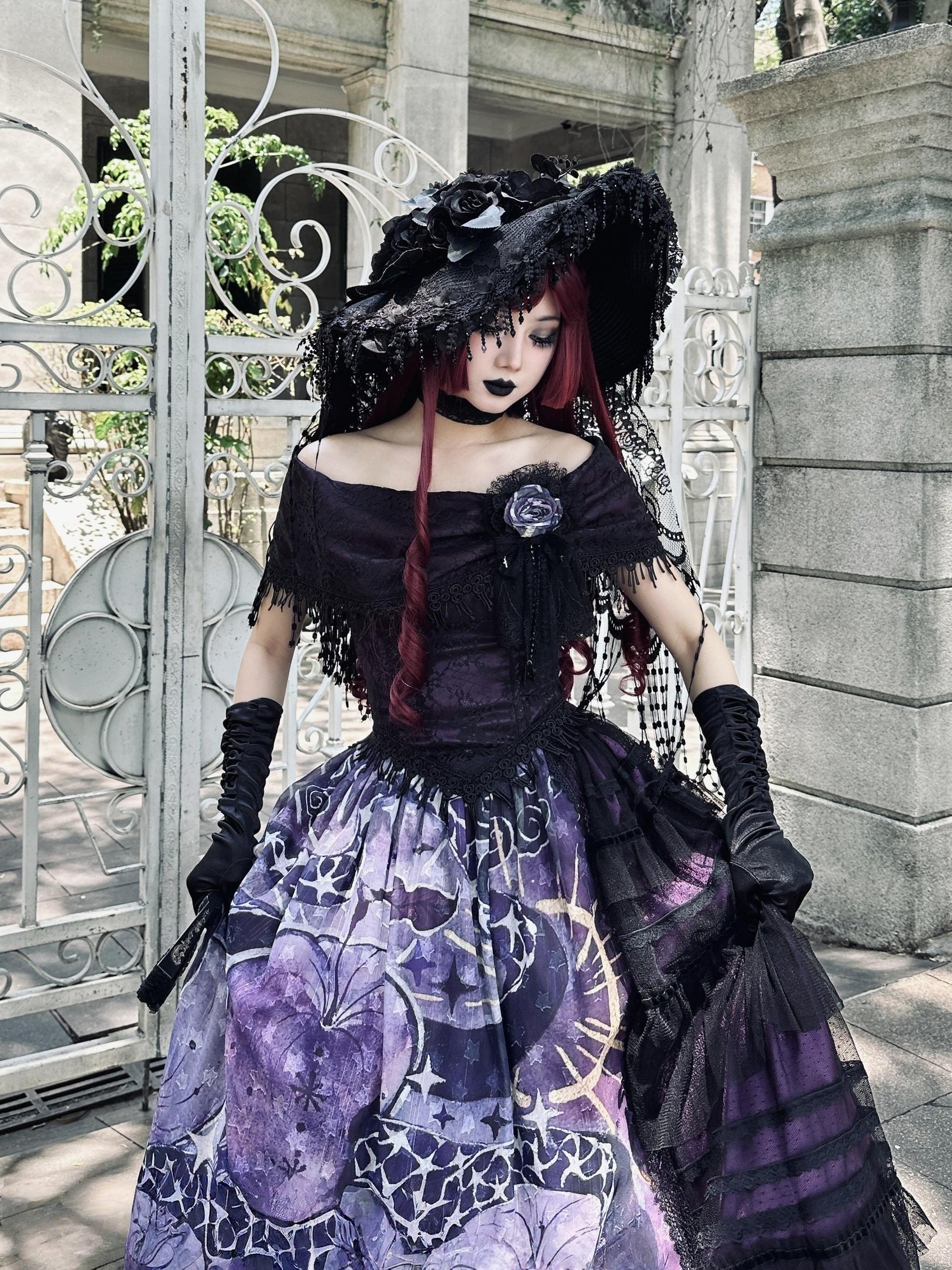 Krncrlo - Laocoon - Gothic Lolita SK Suit With Purple Snake & Apple Print