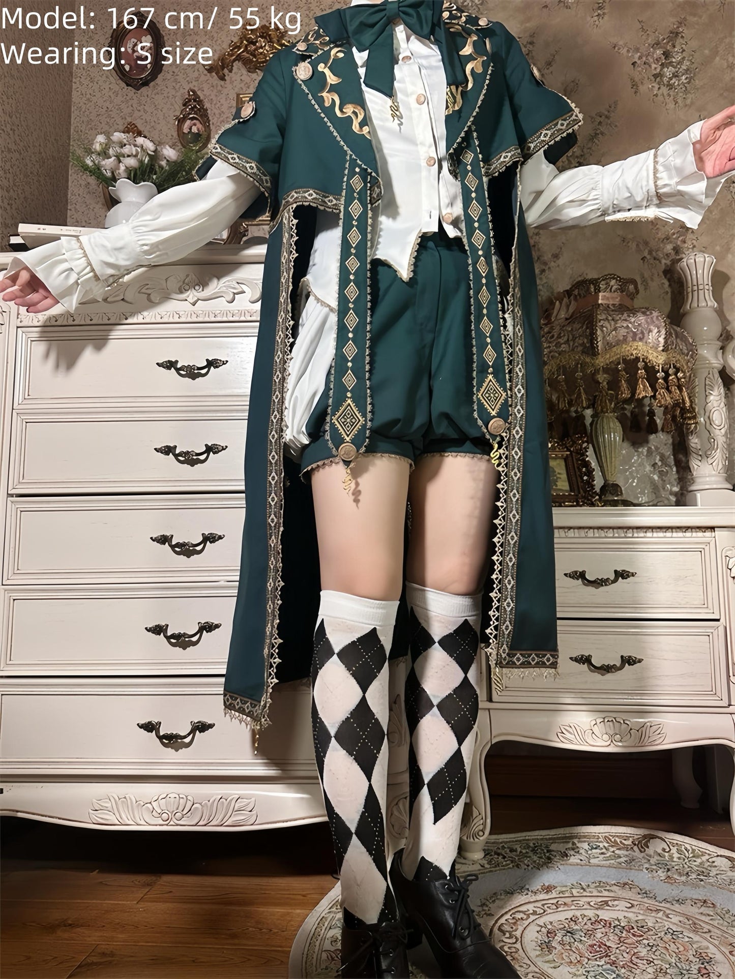 Letters from Unknown Star - Divine Envoy - Ouji Lolita Shorts Suit Military Lolita Coat and Shirt