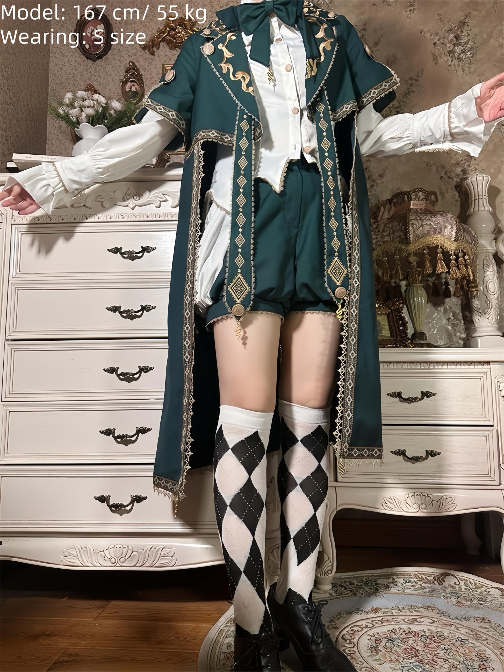 Letters from Unknown Star - Divine Envoy - Ouji Lolita Shorts Suit Military Lolita Coat and Shirt