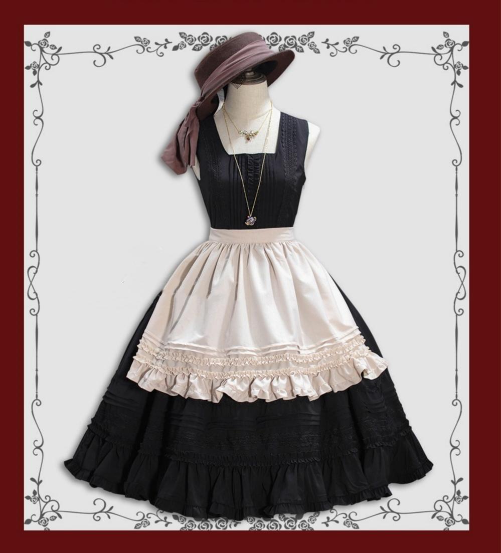 Tiny Garden - Nocturne Reminiscence - Elegant Lolita JSK Dress Multi-Wear Apron Dress Set