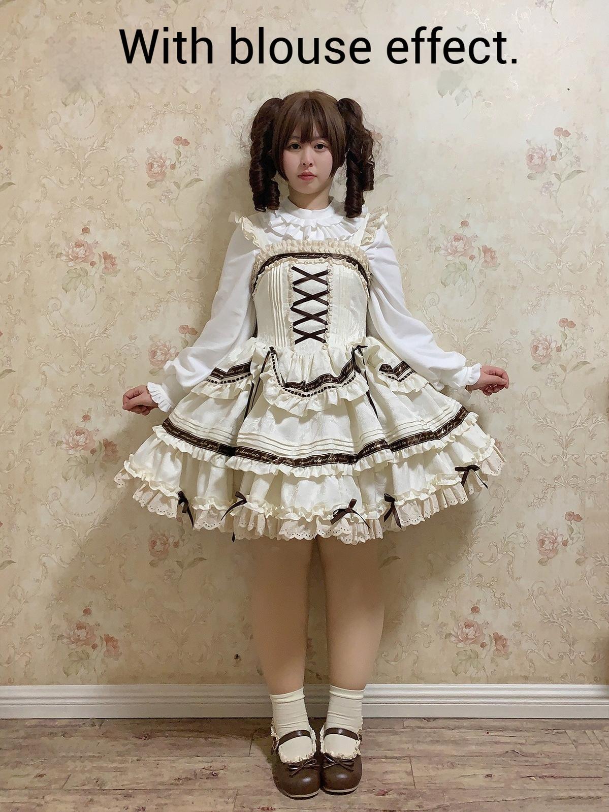 Chubby Cat Diary - Chocolate Layer Cake - Plus Size Cotton Lolita Jumper Dress