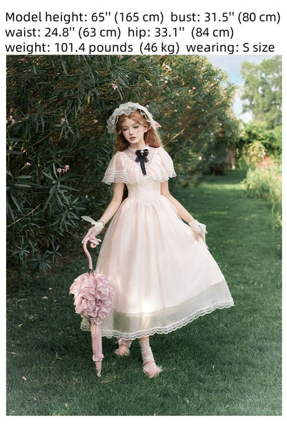 With PUJI - Morning Mist Estate - Twins Classic Lolita OP Dress, Edward Collar