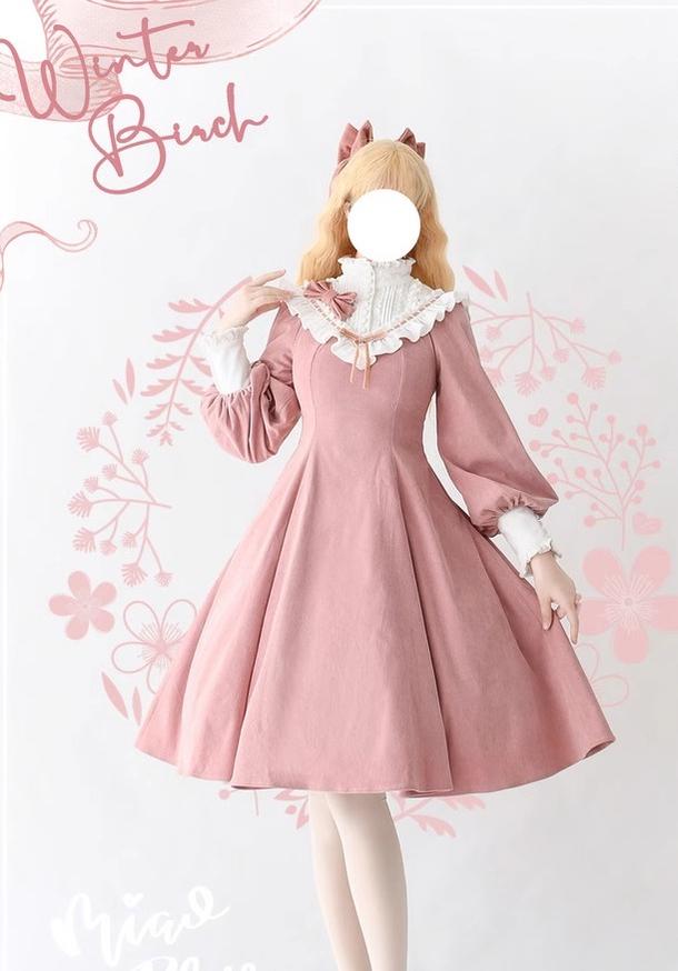 Miaoplus - Winter Birch Forest - Elegant Lolita OP Dress Corduroy Long Sleeve Winter Dress