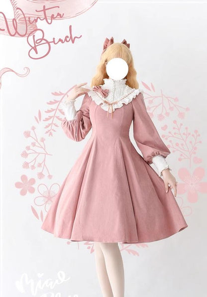 Miaoplus - Winter Birch Forest - Elegant Lolita OP Dress Corduroy Long Sleeve Winter Dress
