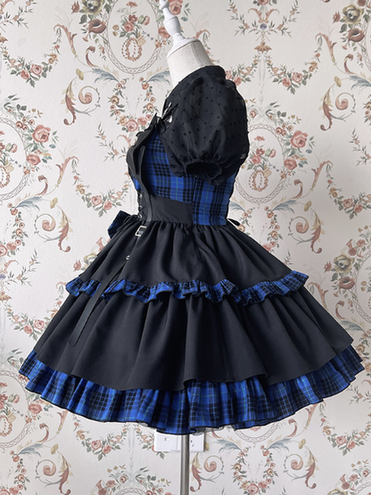 Alice Girl - Gothic Lolita Dress Blue Plaid Jumper Dress