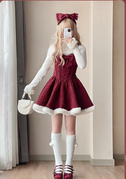Tan Tuan - Winter Lolita Dress New Year Lolita JSK Plush Cape Set