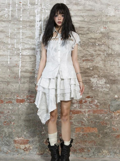 Stitching short-sleeved shirt【s0000003211】