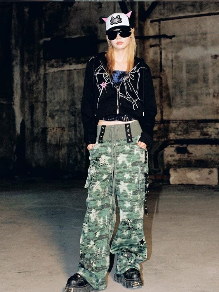 Crackle Print Pointed Short Sweatshirt Jacket【s0000004815】