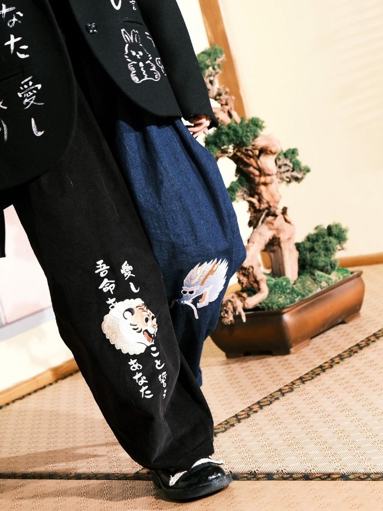 Two-color stitching wide-leg pants【s0000003617】