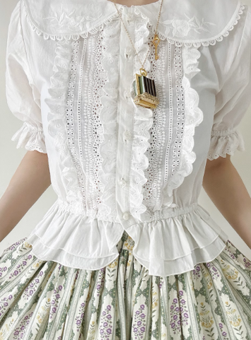 Miss Point - Little Anna - Elegant Lolita Cotton Puff Sleeve Blouse