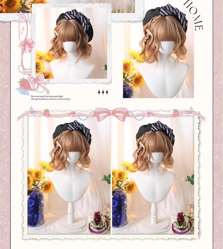 Dalao Home - Kawaii Short Curly Lolita Wig with Bangs