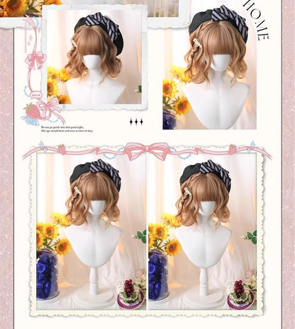 Dalao Home - Kawaii Short Curly Lolita Wig with Bangs