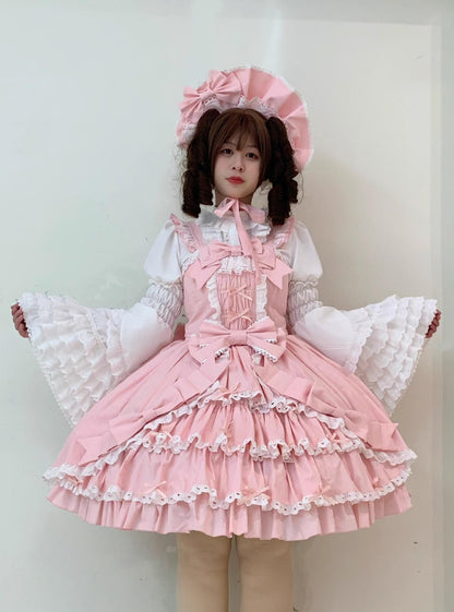 Chubby Cat Diary - Gryza - Plus Size Princess Lolita JSK, Cotton Tiered Ruffles