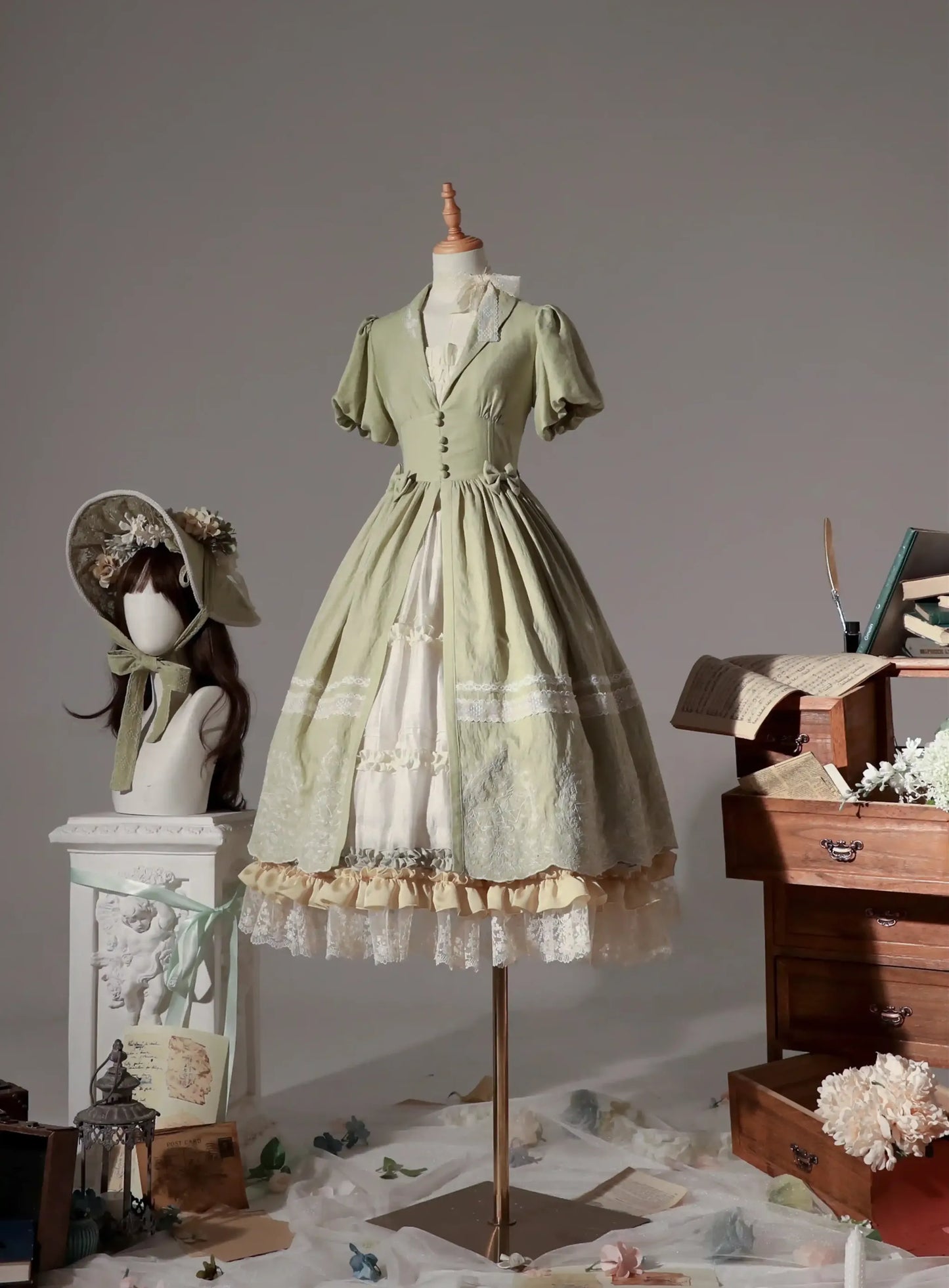 ZJstory - 14-line Poem Set - Classic Lolita Separate Dress Set Tiered Ruffles Skirt