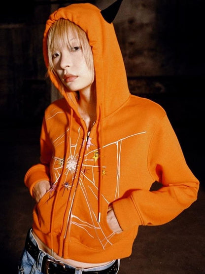 Crackle Print Pointed Short Sweatshirt Jacket【s0000004815】