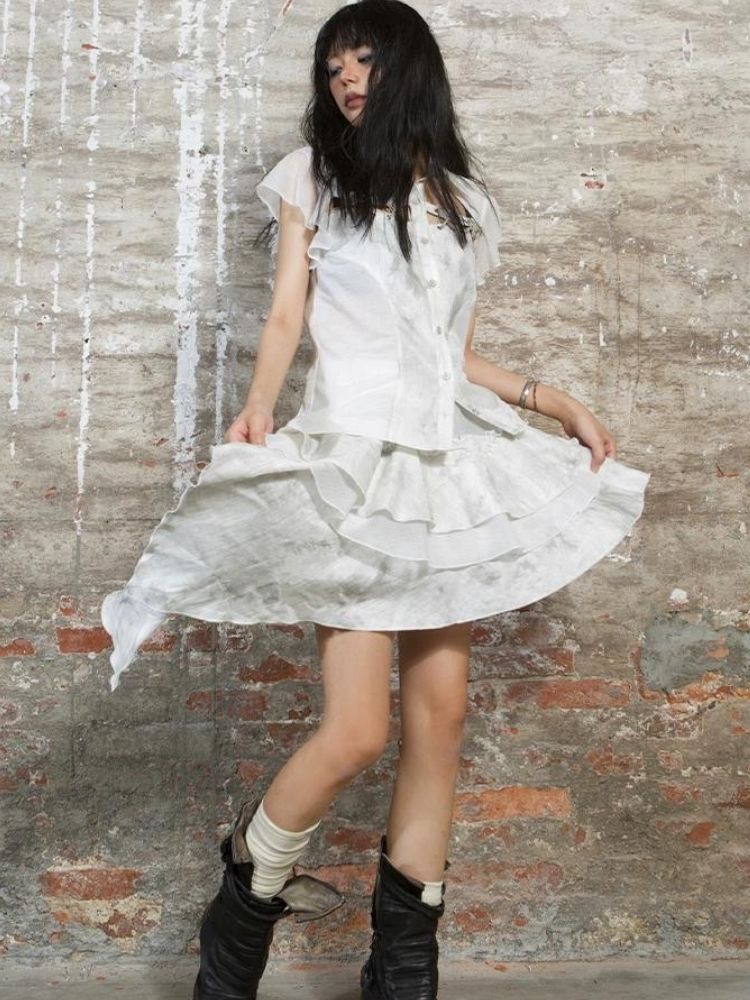 Stitching short-sleeved shirt【s0000003211】