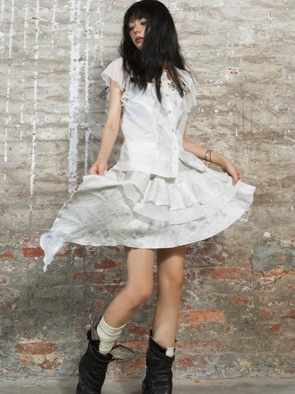 Stitching short-sleeved shirt【s0000003211】