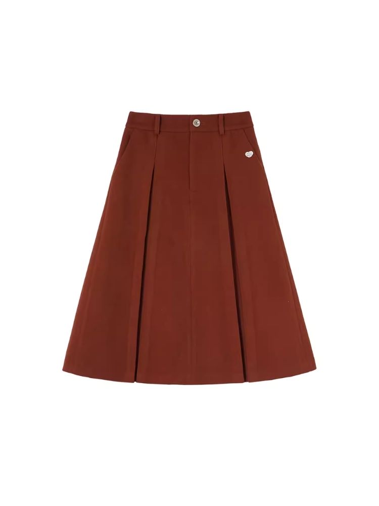 Long Peplum Brick Red Skirt【s0000006186】