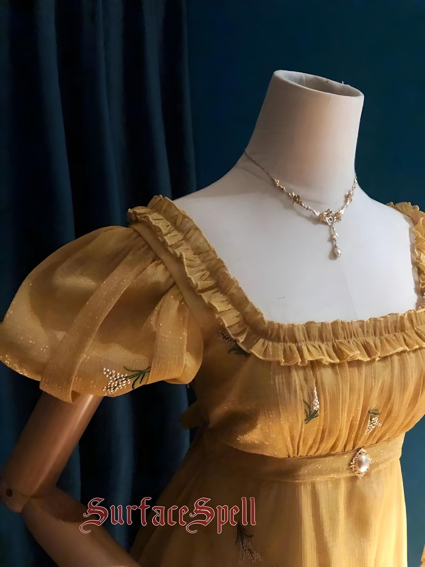 Surface Spell - Spring Rendezvous - Vintage Lolita OP Dress Embroidered Empire Waist Dress